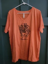 Women's Pitbull "Crazy Pit Lady" V-Neck Orange T-Shirt. Plus Size 1X. New.