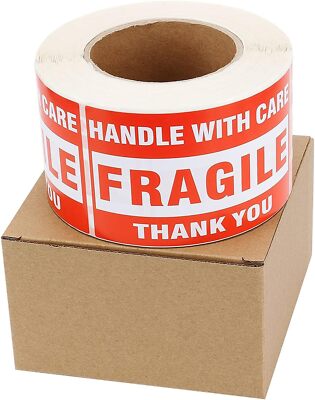 500Pcs 3''x5'' Fragile Handle with Care Thank You Labels Stickers Shipping Labels