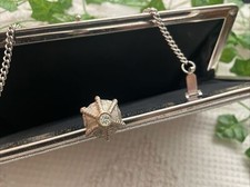 Vintage Rhinestone Evening Bag Purse Clutch Flapper Costume Chain Silver Formal
