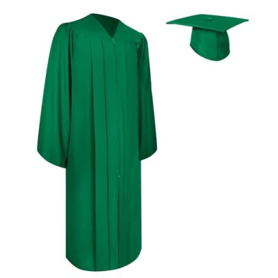 green emerald velvet dress Shiny Graduation Cap with Tassel, Gown, & Honor Stole 60-Inch Package