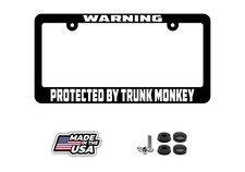 Warning Protected By Trunk Monkey Funny License Plate Frame Holder