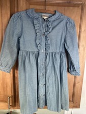 5 Yr Laura Ashley Mother  Child 100 Cotton Blue Button-up Country Girls Dress