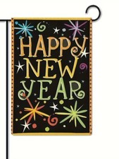 Happy New Year Colorful Garden Flag-12inx18in Durable Polyester