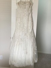 New JUSTIN ALEXANDER 8736 Ivory Bridal Gown Fit Flare Strapless Bead Lace Sz 10