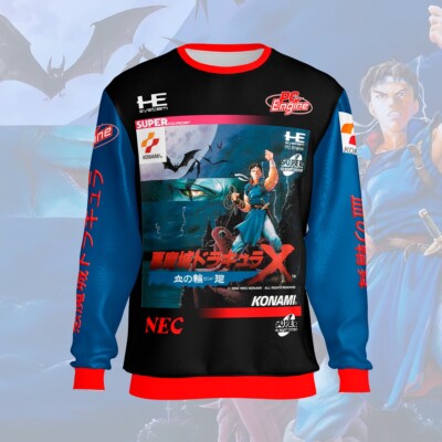 Akumajo Dracula X Rondo of Blood 1993 Castlevania PC Engine Box Fuzzy Sweatshirt