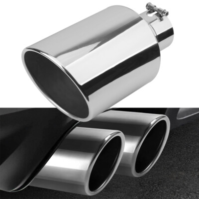 Exhaust Tip 4'' Inlet 8'' Outlet 15'' Long Stainless Steel Bolt-On Silver Universal