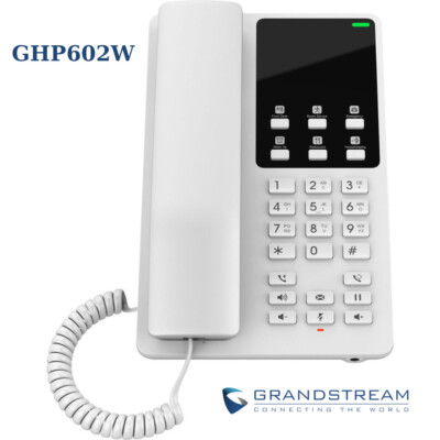 Grandstream Desktop Hotel Phone with Built-In WiFi White Hearing Aid Compatible