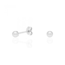 14k White Gold Polished Ball Push Back Stud Earrings 3mm