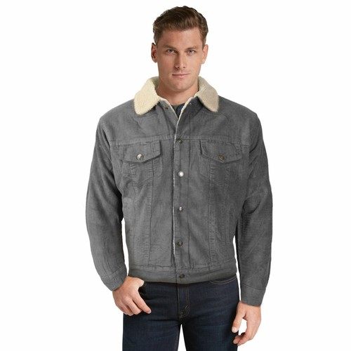 Men's Premium Classic Button Up Fur Lined Corduroy Sherpa Trucker Jacket - Picture 12 of 12