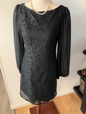 Eliza J black long sleeve lace dress size 5 short | eBay