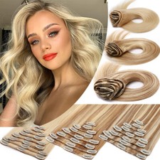 Clip In 100 Real Remy Human Hair Extensions 8piece Set Full Head Highlight