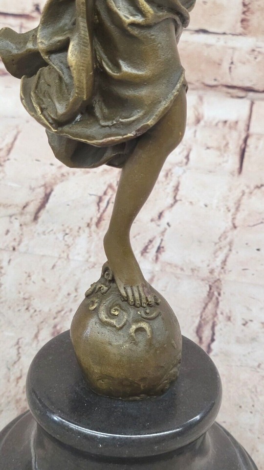 Winged Victory Athena Nike Paris Louvre 15" Bronze Marble Statue