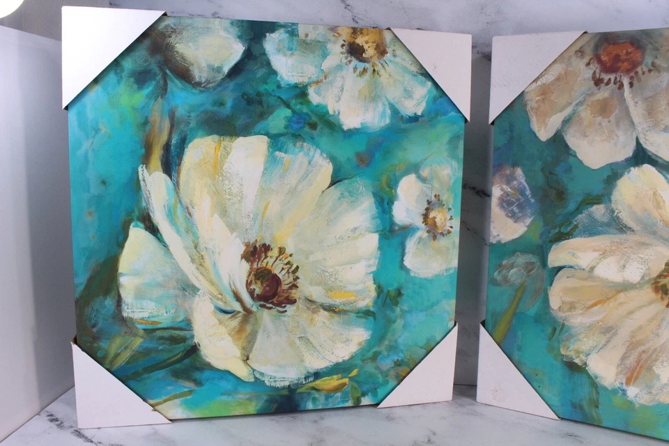 Dois quadros modernos de pintura com estampa de tela foto decoração de sala de casa arte de parede 16x16 - Imagem 3 de 4