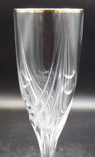 set of 2 Lenox Debut Gold trim Crystal 9" Champagne Flutes MINT! - Picture 2 of 4