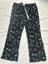 Stars Above Women's Green Floral Wide Leg Soft Pajama Sleep Pants, Size 2XL. 2P