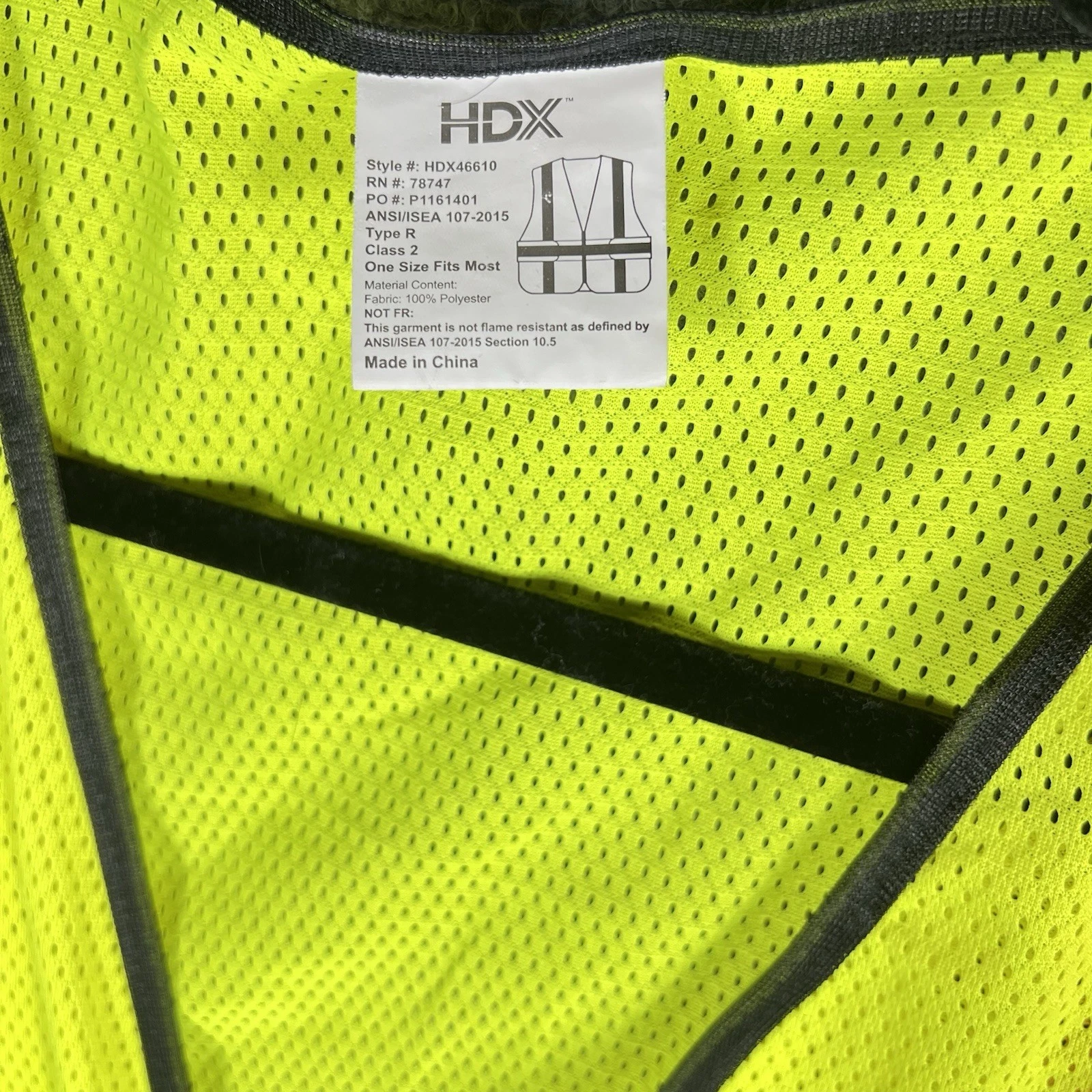 HDX ANSI Class 2 Safety Vest Hi Vis Reflective Mesh Zip Front One Size Yellow image 4
