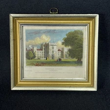 Vintage Hampton Court Herefordshire Hand Colored Engraving Neale Wallis Framed