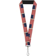 Buckle-Down Lanyard-1.0"-American Flag Weathered Color Repeat 22" x 1" Multicolo
