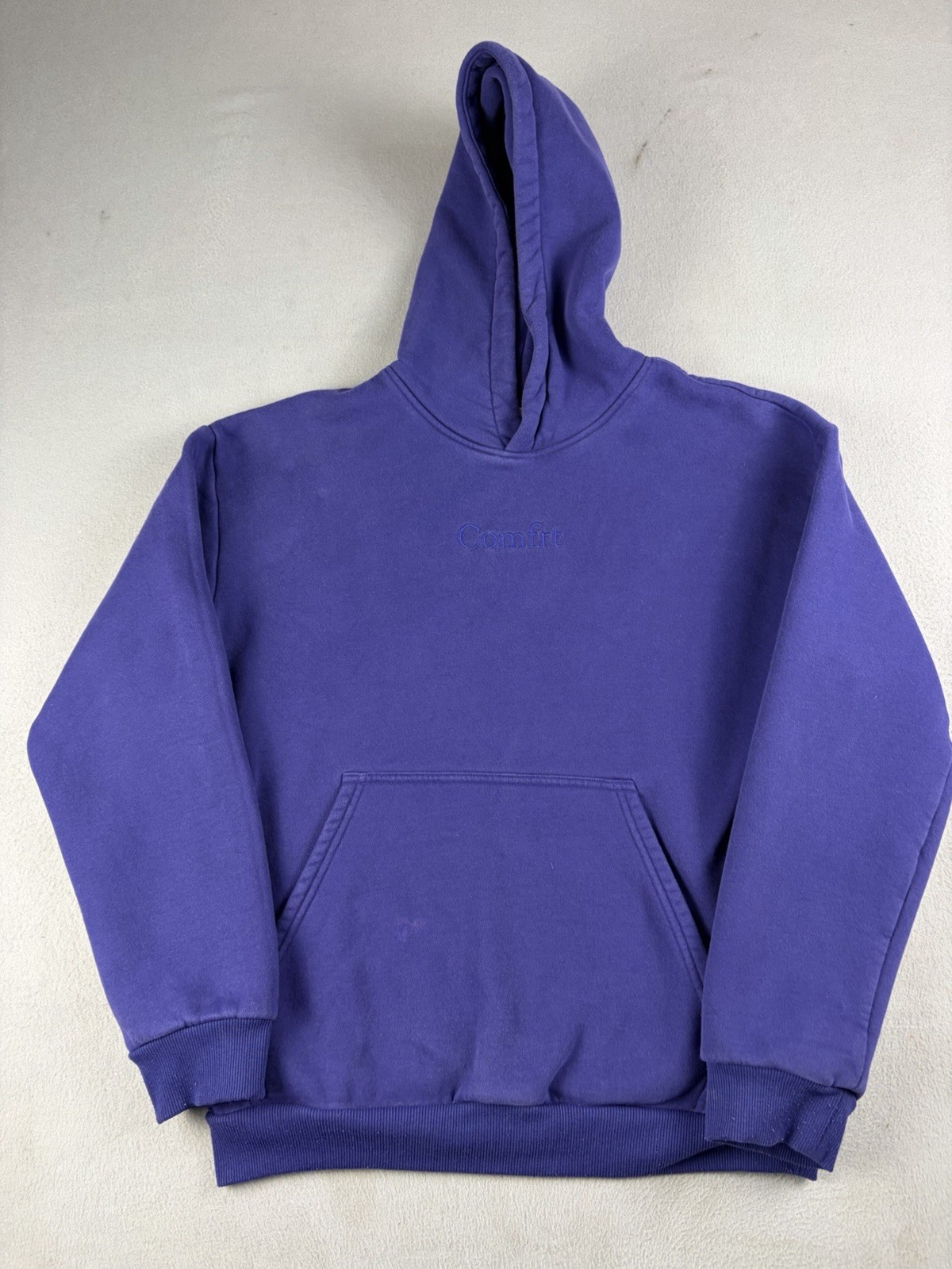 Comfrt Hoodie Mens Medium Blue Fleece Pullover Oversized Unisex Sweatshirt