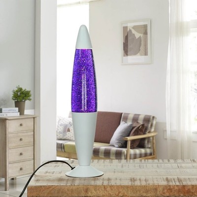 Lavalampe Tischleuchte Magmalampe Glitter Lila Weiß 42 cm G9 Retro JENNY
