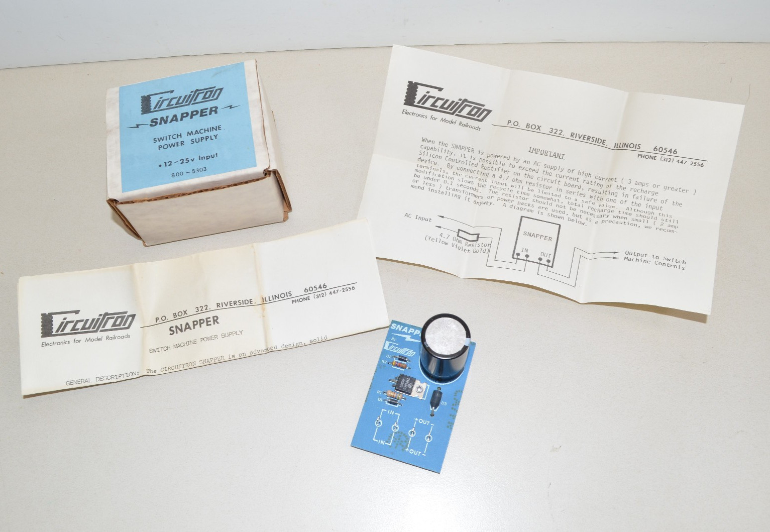 CIRCUITRON SNAPPER Switch Machine Power Supply Toy Trains 800-5303 12-25v