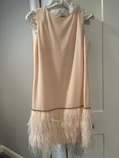 Tahari Blush Pink Sleeveless Dres Feathered Bottom Size Large