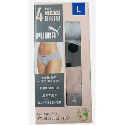 Women's Puma 4 Pack Multicolor Seamless Bikini Underwear, 1801466 Multi Sizes