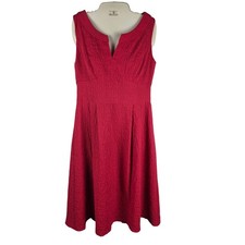 Talbots Crinkled Texture Red Dress Sz 6 Classic Elegeance Capsule Wardrobe