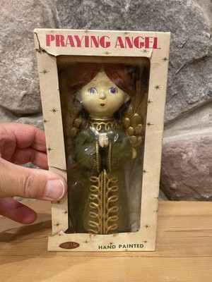 Trim-a-Pac Christmas Standing Praying Angel Green Vtg Original Box HF Co