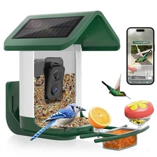 Bird Feeder with Camera Solar Powered : Smart Camera Bird Feeder 2K Live Feed...