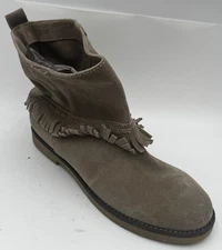 Coolway Women's Booties 41 Taupe Suede Alida Fringe Ankle Casual Pull On Boots