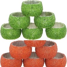 Set of 6 Handmade Indian Beaded Napkin Rings Holder Christmas Party Easter