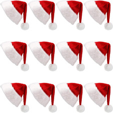 12 Pack Plush Santa Hat Christmas Santa Hat for Xmas Party Favors for Women Men
