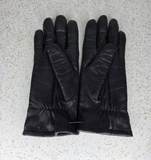 Vintage Fownes Black Leather Wrist Length Driving Gloves Women's Size 7 1/2