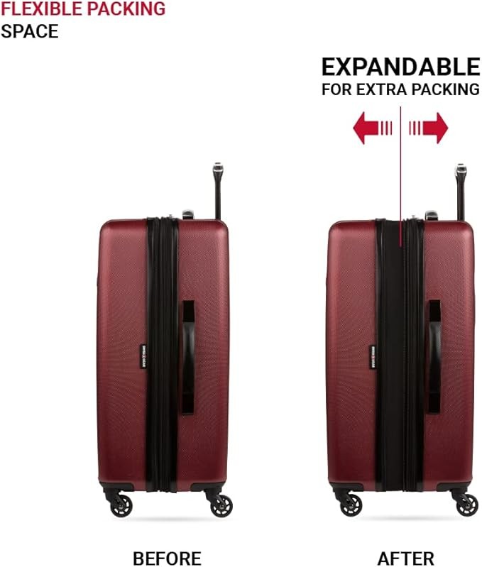 New SwissGear 8018 24" Expandable Hard Shell Medium Luggage Red