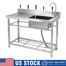 Stainless Steel Utility Sink, Freestanding Single Bowl Kitchen Prep Sink ,Garage