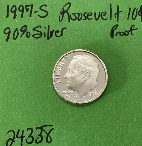 1997 S Roosevelt Dime 10c Gem DCam Proof 90% Silver