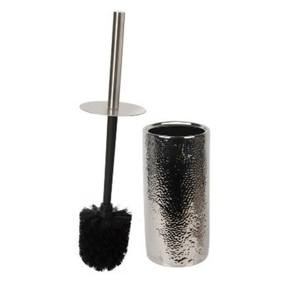 ELLE DECOR Hammered Metallic Ceramic Toilet Bowl Brush : Microfiber, Machine