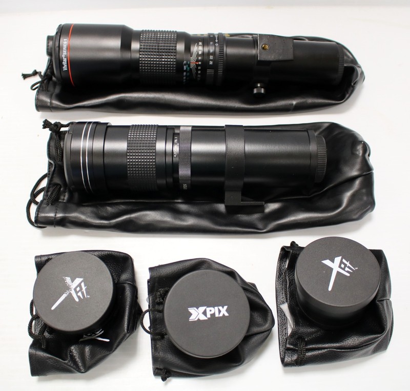 (5) T-Mount/Screw Mount Telephoto & Wide Angle Lenses Vivitar, Opteka, XIT, XPIX