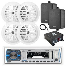 Pyle Marine Receiver, 4x 4'' 100W  2x 4" 30W Speakers, Bluetooth Amp, Antenna