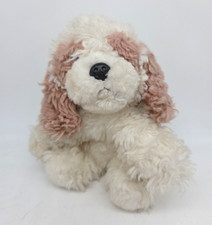 Russ Berrie 7" Plush White Tan Puppy Dog Puddin 24041 Cocker Spaniel Cookapoo
