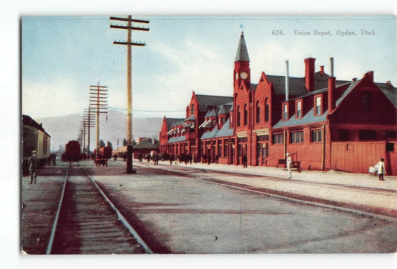 Ogden Utah UT Postcard 1907-1915 Union Depot Railroad Train Station