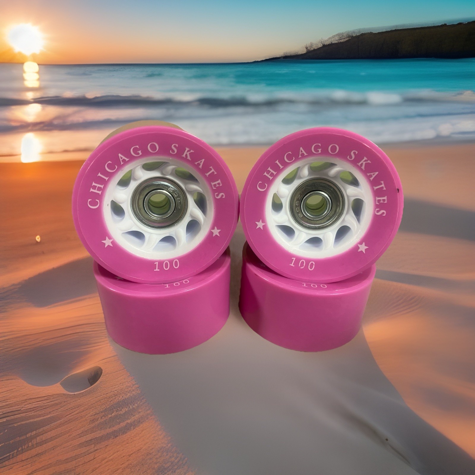 Wheel Set With Bearings Pink/white 100a 🛹