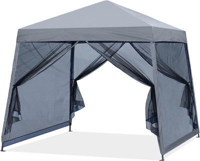 Pop up Gazebo Canopy Tent with Mosquito Netting (11X11, Light Gray)