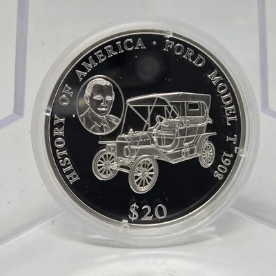 Liberia 2004 .925 Silver Proof $20 Ford Model T 1908 20 Grams - Image 1 of 4