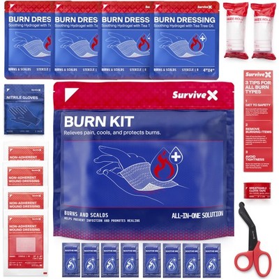 Burn Dressing Kit with Tea Tree Oil - Hydrogel Burn Pads, Cooling Gels, Non-A...