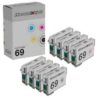8 Set T069 BLACK COLOR Ink Cartridge for Epson T0691 Workforce 1300, 40, 600 610