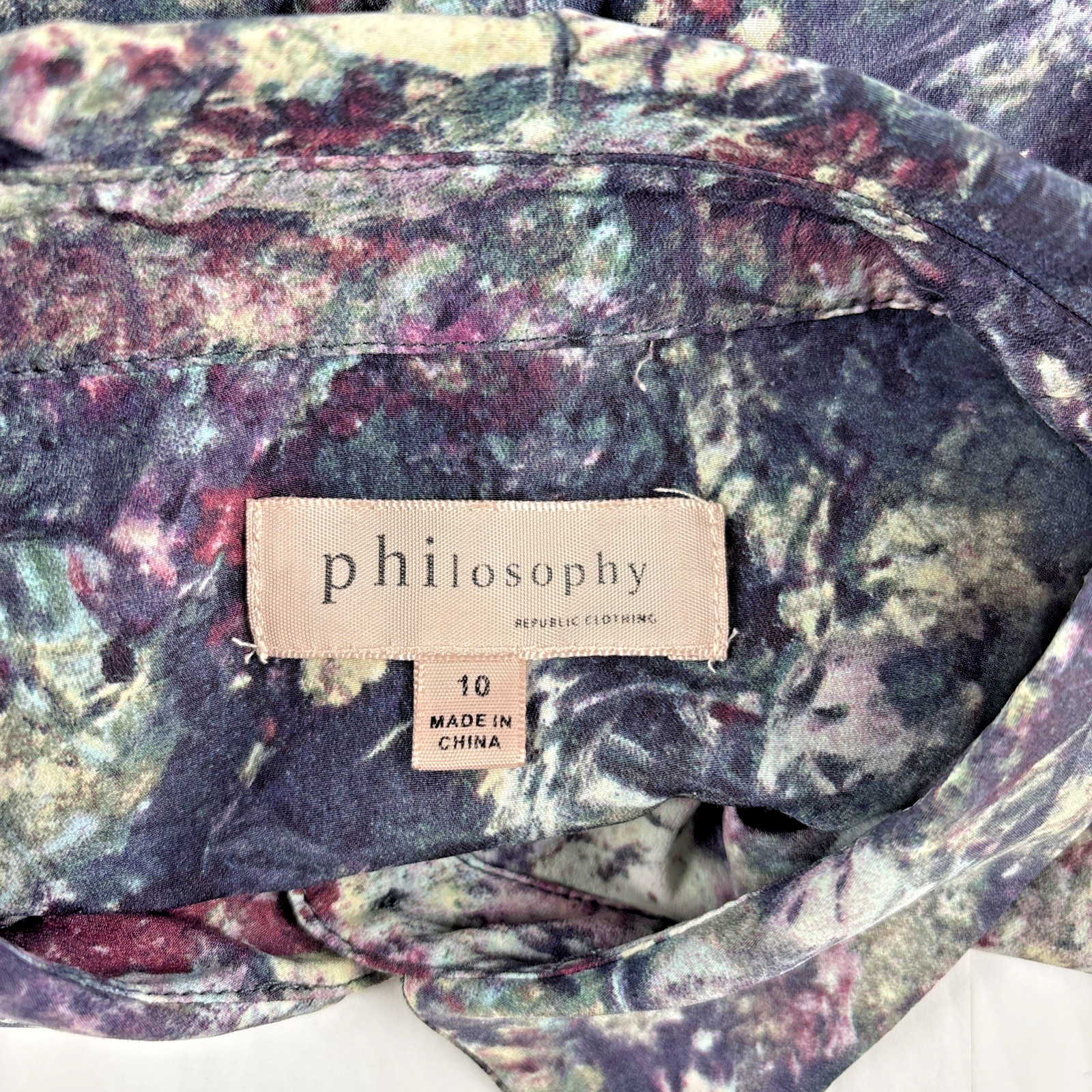 Philosophy Abstract Print Button Front Blouse Top… - image 3