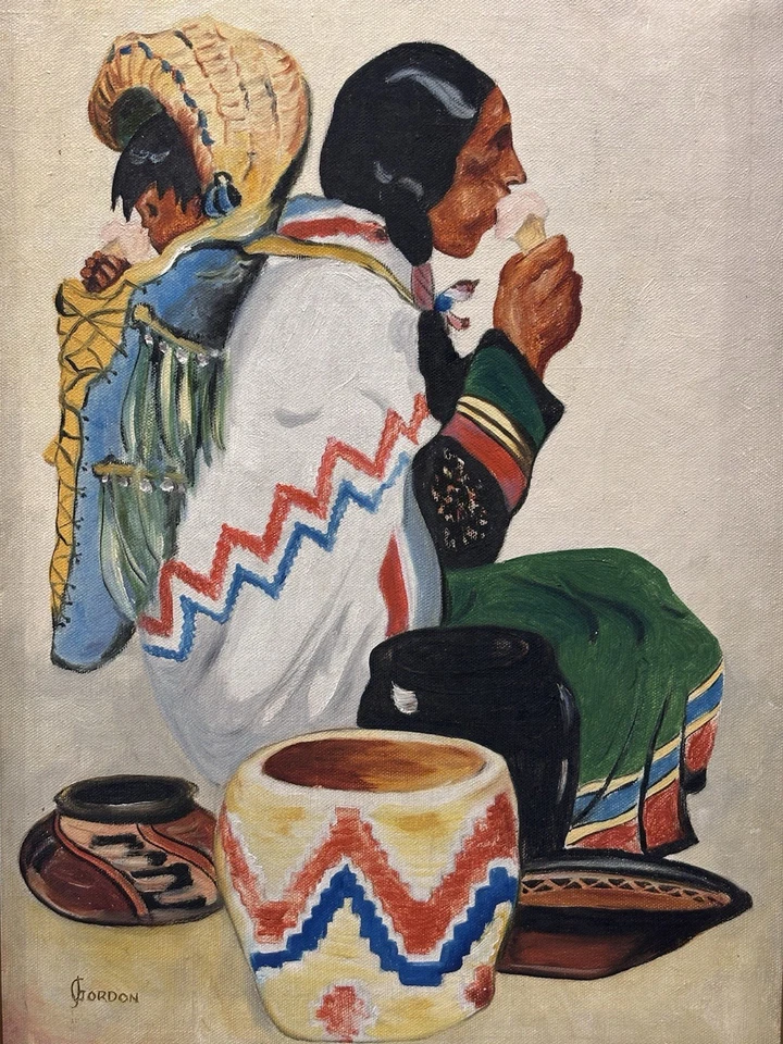 Diario vintage de dobladillos con estampado de nativos americanos 1938 Suecia, regalos de decoración de arte raro Foto 2 de 4