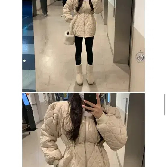 Flat퍼 Ivory Quilted Waist-String Padding Jacket -… - image 2